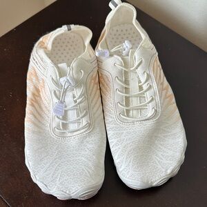 Women's White and Pink Water Shoes